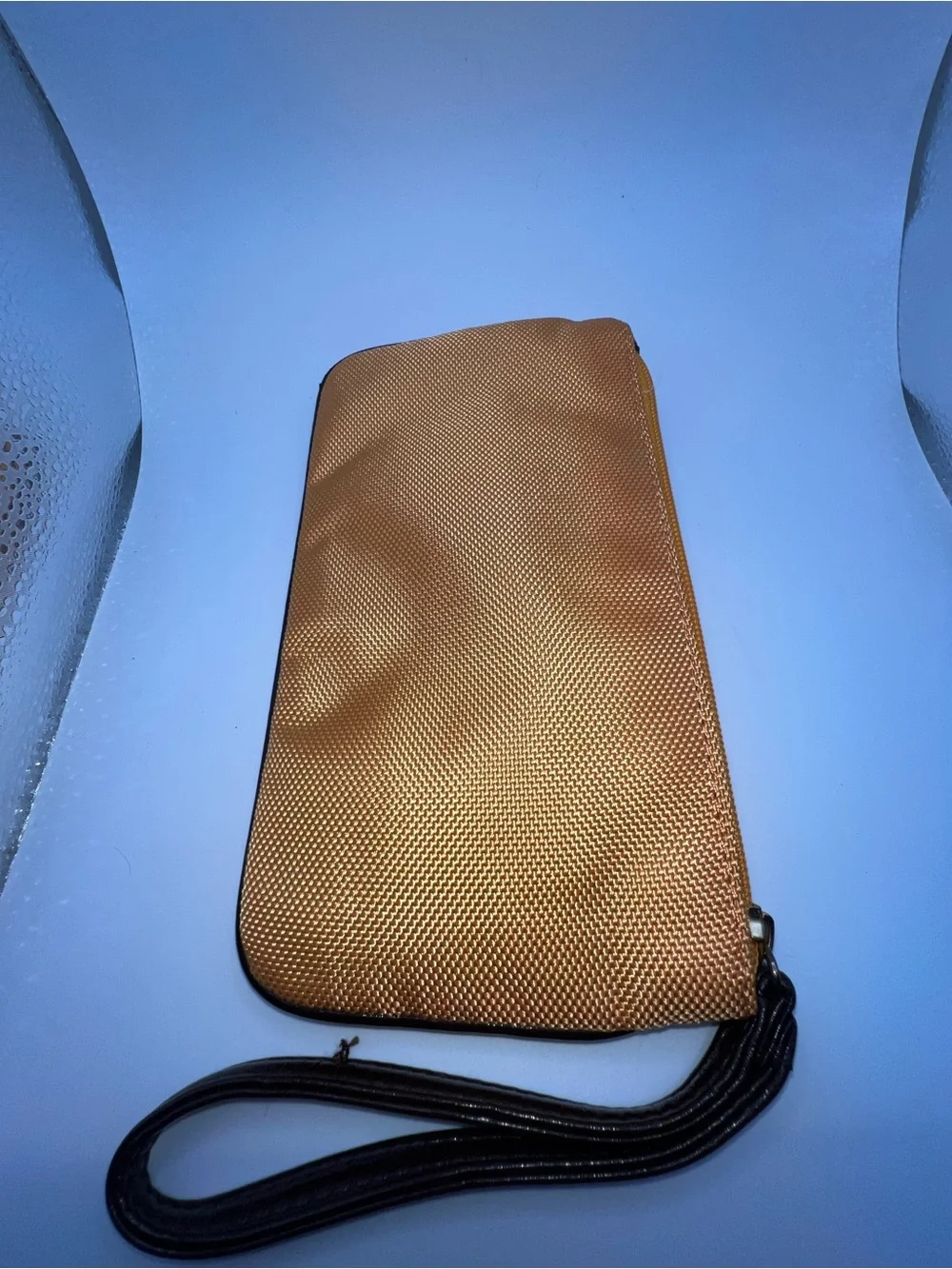Sondra Roberts Metallic Gold Wristlet Clutch with Ring Detail